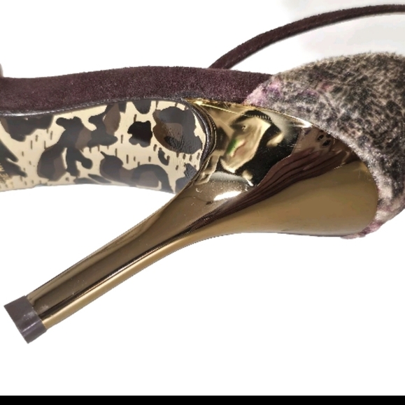 Carlos Santana 8.5 M Prowler Velvet Open Toe Sling Back Gold Heels Sandals - Picture 12 of 14